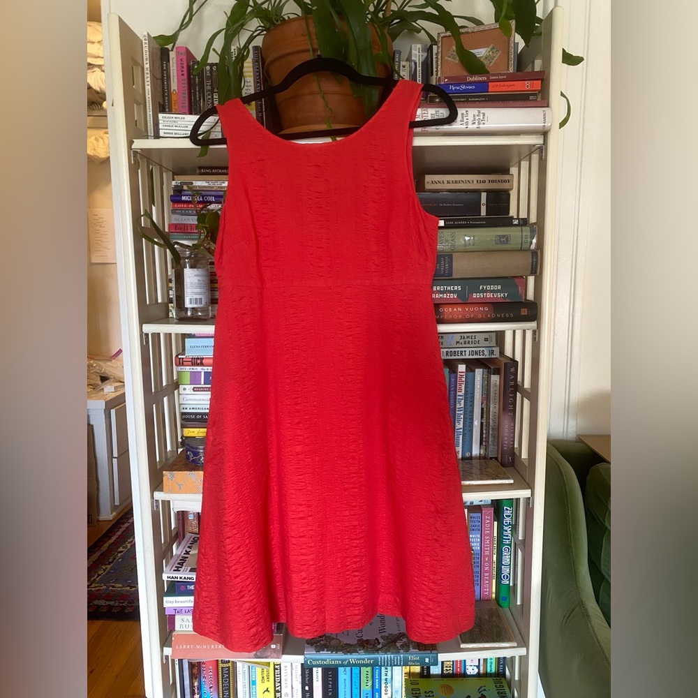Adorable vintage seersucker textured cotton red 100% cotton J.Crew sundress